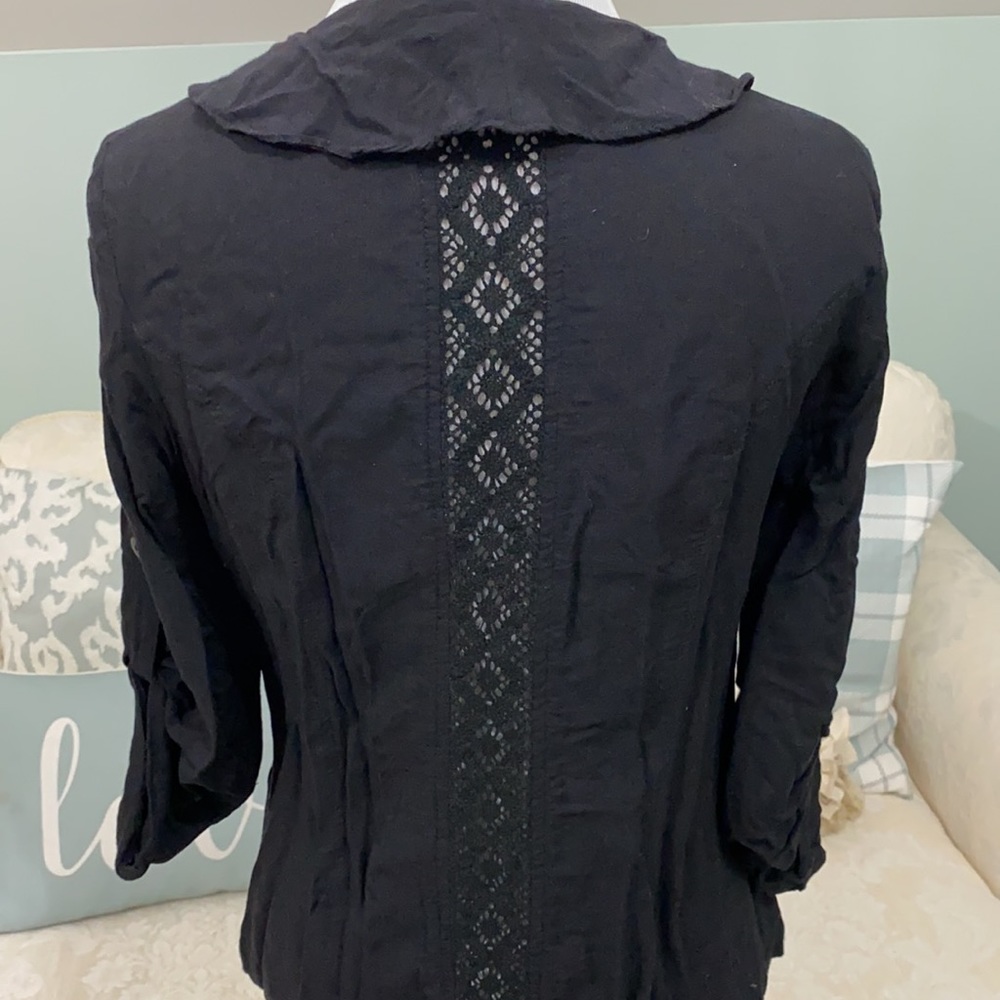 American Rag Black Lightweight Ruffled Jacket - Picture 9 of 10